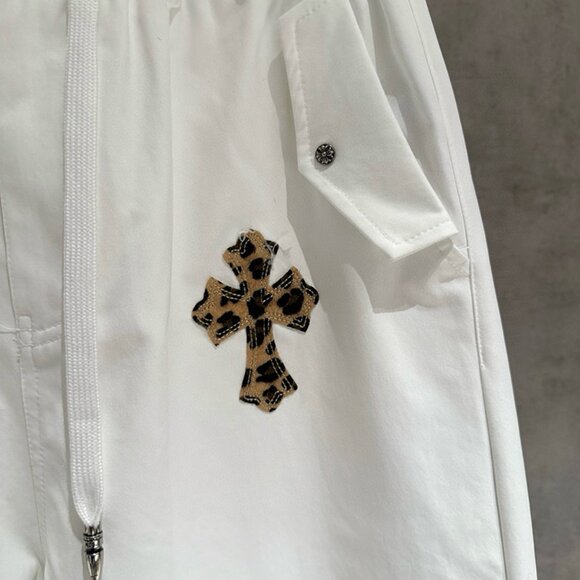 Chrome Hearts Leopard Suede Cross White Trousers - Picture 7 of 8